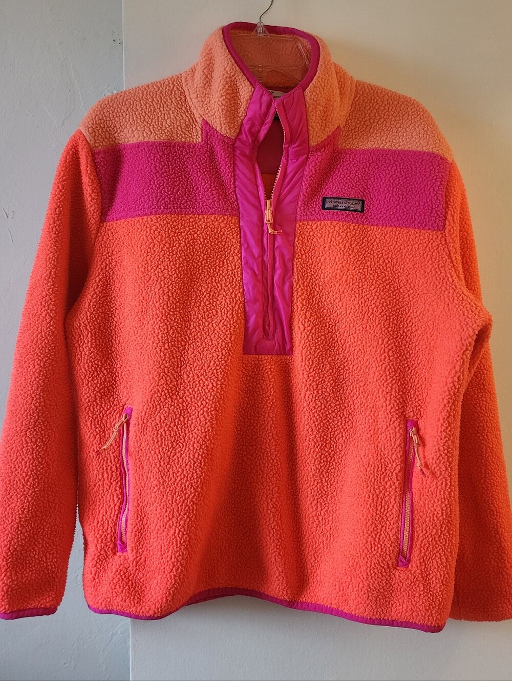 Vineyard Vines The Sherpa Shirt Sherpa Pullover with Pink Accents